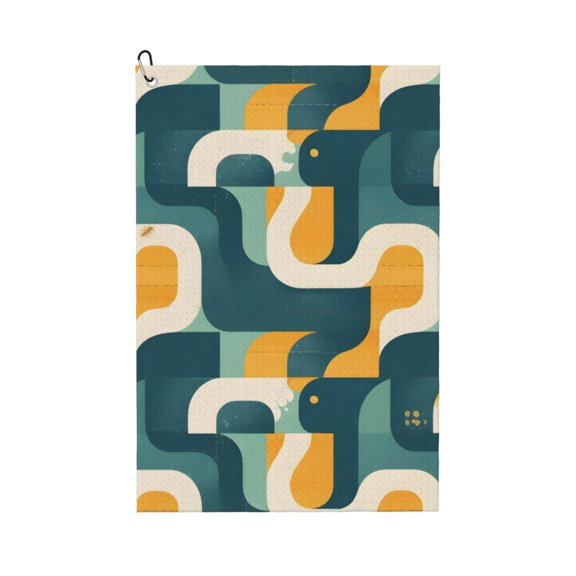 Golf Towel 24x16in Absorbent Quick Dry Decontamination Mountain-Climbing Clench Designed To Carry Four Side Locks Snake Print Style Slateblue_1