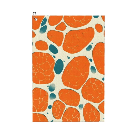 Golf Towel 24x16in Absorbent Quick Dry Decontamination Mountain-Climbing Clench Designed To Carry Four Side Locks Snake Skin Print Style Coral_4