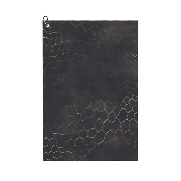Golf Towel 24x16in Absorbent Quick Dry Decontamination Mountain-Climbing Clench Designed To Carry Four Side Locks Snake Skin Print Style Darkgray_2