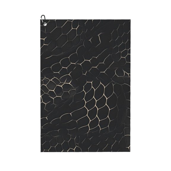 Golf Towel 24x16in Absorbent Quick Dry Decontamination Mountain-Climbing Clench Designed To Carry Four Side Locks Snake Skin Print Style Darkgray_3