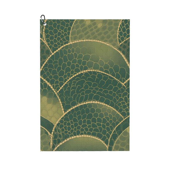 Golf Towel 24x16in Absorbent Quick Dry Decontamination Mountain-Climbing Clench Designed To Carry Four Side Locks Snake Skin Print Style Lightgreen_2