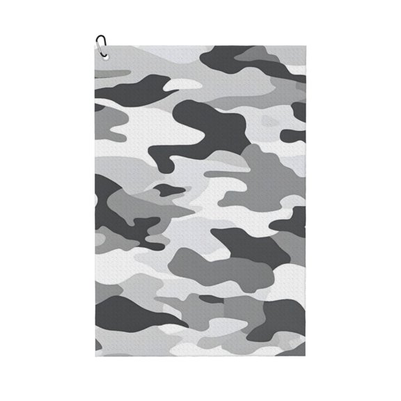 Golf Towel 24x16in Absorbent Quick Dry Decontamination Mountain-Climbing Clench Designed To Carry Four Side Locks Vector Camouflage Pattern Gray_2