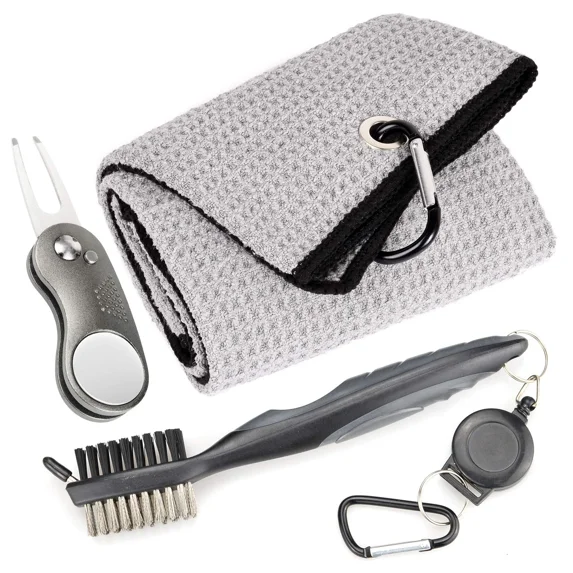 Golf Towel And Brush Set, Microfiber Towels For Golf Bags, Golf Divot Tool Brush