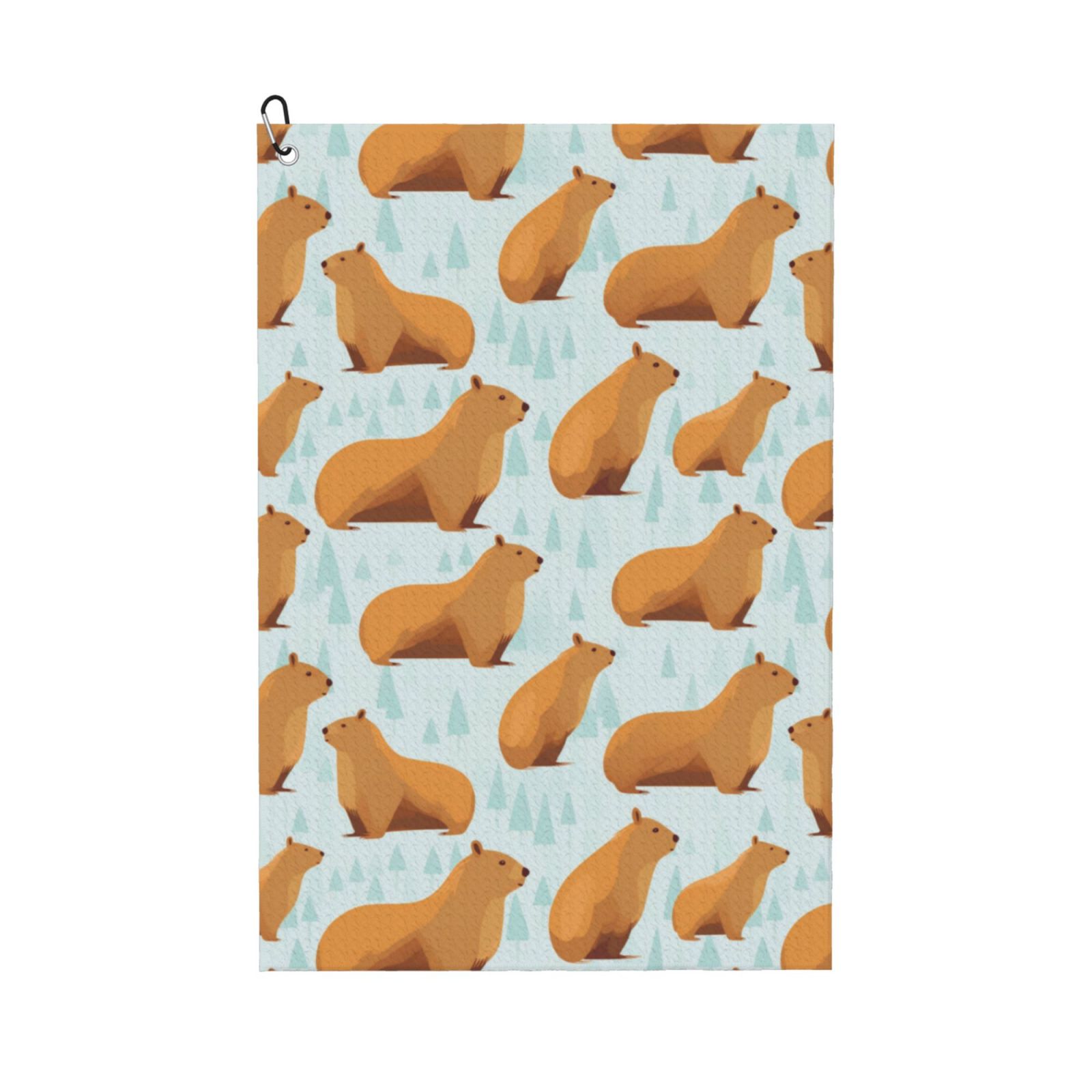 Golf Towel Capybara Plant Print Trifold Golf Towel with
