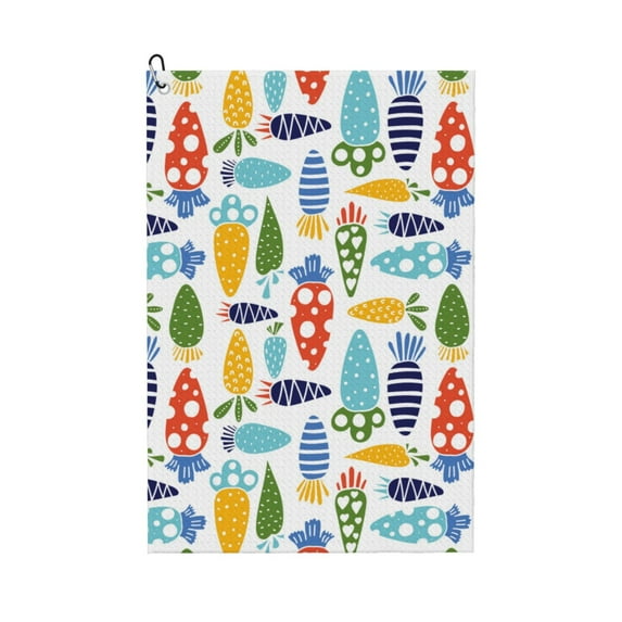 Golf Towel, Colorful Carrot Microfiber Waffle Golf Towels for Golf Bag with Carabiner Clip Golf Rag 24x16in