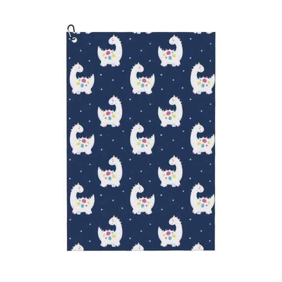Golf Towel, rainbow cute Dinosaur Microfiber Waffle Golf Towels for Golf Bag with Carabiner Clip Golf Rag 24x16in