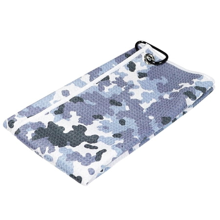 Golf Towel with Carabiner Clip Microfiber Weave Pattern Wiping Cloth Golf Sports Gray