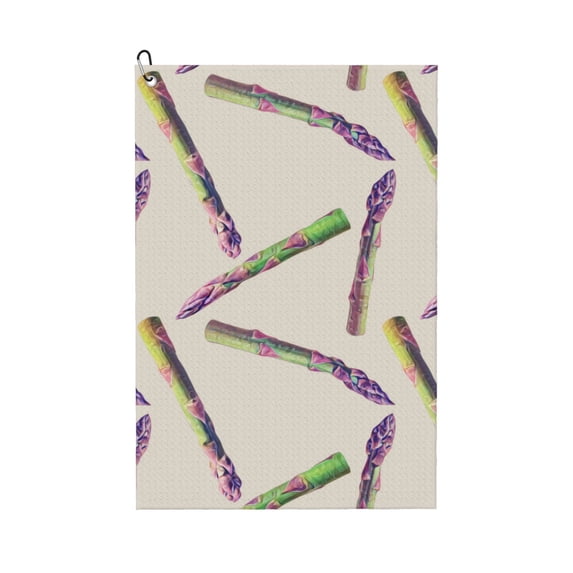 Golf Towels for Golf Bags For Men Women - Asparagus Print hilarious 24x16in Absorbent Quick Drying Golf Towel for Cleaning Golf Ball Club Golf Bag Accessories with Carabiner