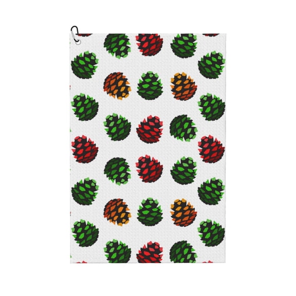 Golf Towels for Golf Bags For Men Women - Colorful Autumn Pinecones 24x16in Absorbent Quick Drying Golf Towel for Cleaning Golf Ball Club Golf Bag Accessories with Carabiner