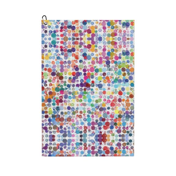 Golf Towels for Golf Bags For Men Women - Colorful Watercolor Dots 24x16in Absorbent Quick Drying Golf Towel for Cleaning Golf Ball Club Golf Bag Accessories with Carabiner