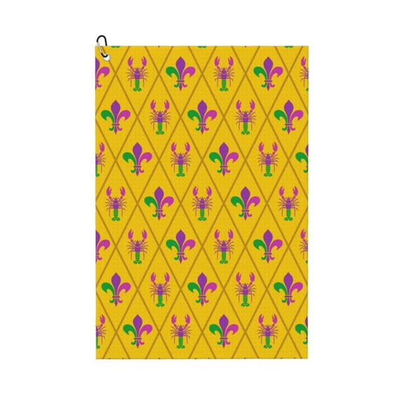 Golf Towels for Golf Bags For Men Women - Crayfish Fleur de lis 24x16in Absorbent Quick Drying Golf Towel for Cleaning Golf Ball Club Golf Bag Accessories with Carabiner