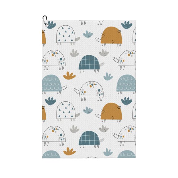 Golf Towels for Golf Bags For Men Women - Cute Doodle Turtles 24x16in Absorbent Quick Drying Golf Towel for Cleaning Golf Ball Club Golf Bag Accessories with Carabiner