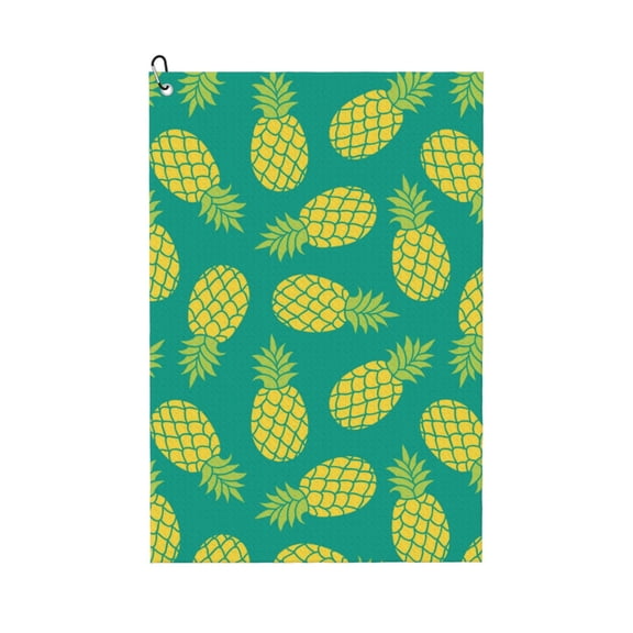 Golf Towels for Golf Bags For Men Women - Cute Pineapple Pine Green 24x16in Absorbent Quick Drying Golf Towel for Cleaning Golf Ball Club Golf Bag Accessories with Carabiner