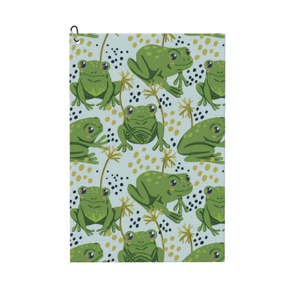 Golf Towels for Golf Bags For Men Women - Cute frogs funny 24x16in Absorbent Quick Drying Golf Towel for Cleaning Golf Ball Club Golf Bag Accessories with Carabiner