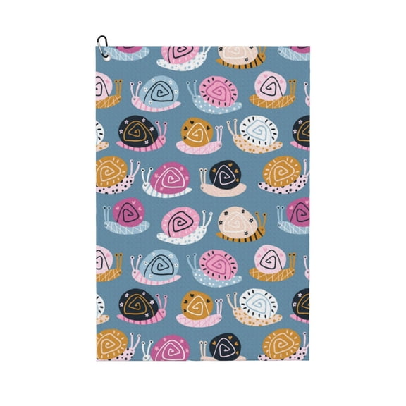 Golf Towels for Golf Bags For Men Women - Funny Doodle Snails 24x16in Absorbent Quick Drying Golf Towel for Cleaning Golf Ball Club Golf Bag Accessories with Carabiner