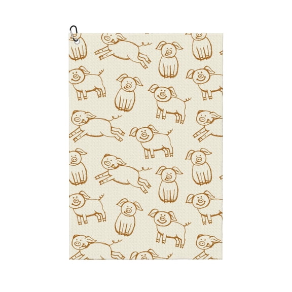 Golf Towels for Golf Bags For Men Women - Funny Pigs 24x16in Absorbent Quick Drying Golf Towel for Cleaning Golf Ball Club Golf Bag Accessories with Carabiner