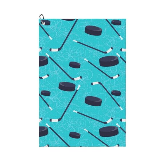 Golf Towels for Golf Bags For Men Women - Hockey stick blue cute 24x16in Absorbent Quick Drying Golf Towel for Cleaning Golf Ball Club Golf Bag Accessories with Carabiner