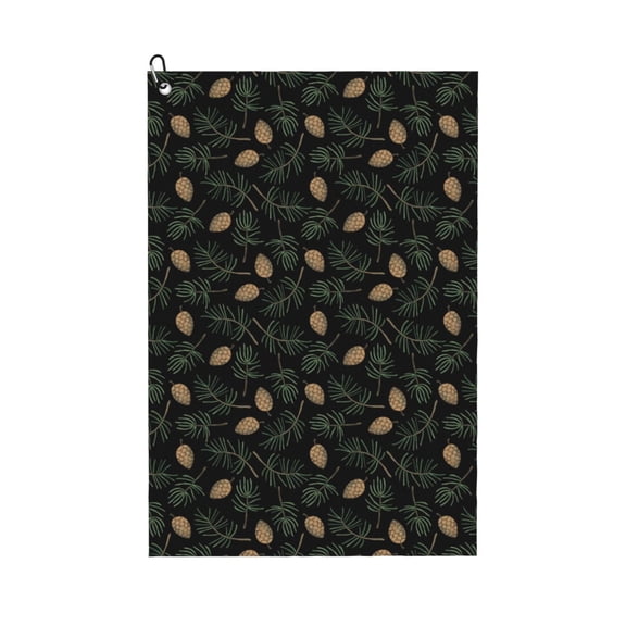Golf Towels for Golf Bags For Men Women - Pine Cone Woodland Pattern 24x16in Absorbent Quick Drying Golf Towel for Cleaning Golf Ball Club Golf Bag Accessories with Carabiner