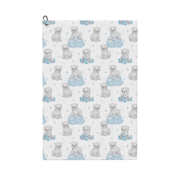 Golf Towels for Golf Bags For Men Women - Playful Polar Bear Pals 24x16in Absorbent Quick Drying Golf Towel for Cleaning Golf Ball Club Golf Bag Accessories with Carabiner