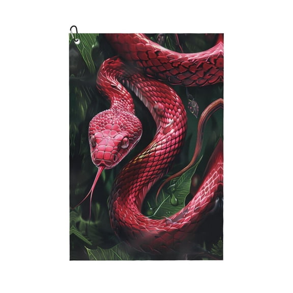 Golf Towels for Golf Bags For Men Women - Red Viper Jungle Intensity 24x16in Absorbent Quick Drying Golf Towel for Cleaning Golf Ball Club Golf Bag Accessories with Carabiner