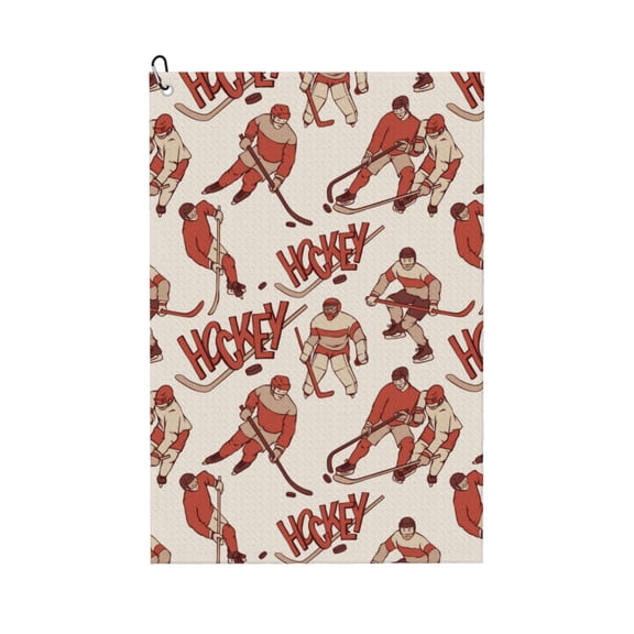 Golf Towels for Golf Bags For Men Women - Retro hockey player stick cool 24x16in Absorbent Quick Drying Golf Towel for Cleaning Golf Ball Club Golf Bag Accessories with Carabiner