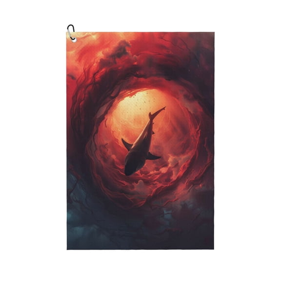 Golf Towels for Golf Bags For Men Women - Shark Underwater Vortex 24x16in Absorbent Quick Drying Golf Towel for Cleaning Golf Ball Club Golf Bag Accessories with Carabiner