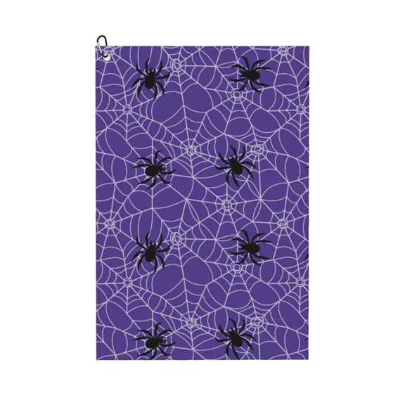 Golf Towels for Golf Bags For Men Women - Spider web dark blue cool 24x16in Absorbent Quick Drying Golf Towel for Cleaning Golf Ball Club Golf Bag Accessories with Carabiner