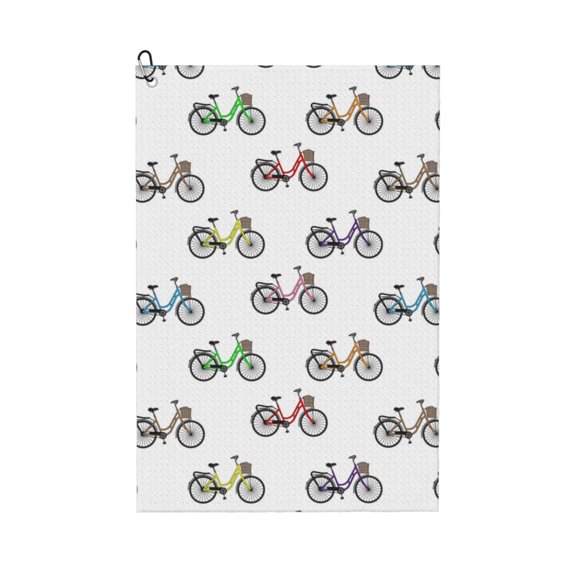 Golf Towels for Golf Bags For Men Women - colorful bicycle Pattern 24x16in Absorbent Quick Drying Golf Towel for Cleaning Golf Ball Club Golf Bag Accessories with Carabiner