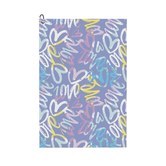 Golf Towels for Golf Bags For Men Women - colourful Abstract doodle pattern 24x16in Absorbent Quick Drying Golf Towel for Cleaning Golf Ball Club Golf Bag Accessories with Carabiner