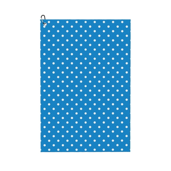 Golf Towels for Golf Bags For Men Women - cute white polka dots blue 24x16in Absorbent Quick Drying Golf Towel for Cleaning Golf Ball Club Golf Bag Accessories with Carabiner