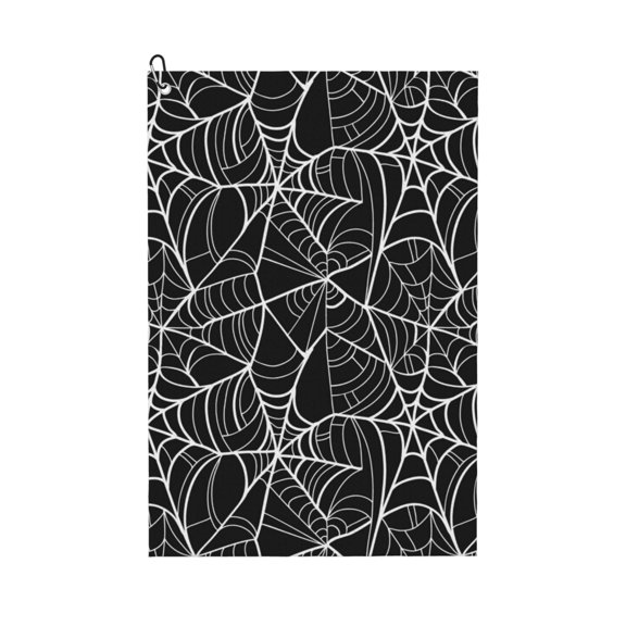 Golf Towels for Golf Bags For Men Women - halloween Spider web print 24x16in Absorbent Quick Drying Golf Towel for Cleaning Golf Ball Club Golf Bag Accessories with Carabiner