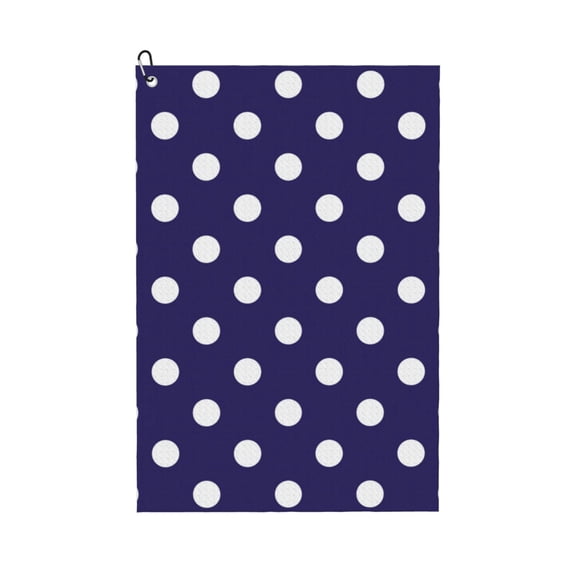 Golf Towels for Golf Bags For Men Women - navy blue polka dots 24x16in Absorbent Quick Drying Golf Towel for Cleaning Golf Ball Club Golf Bag Accessories with Carabiner