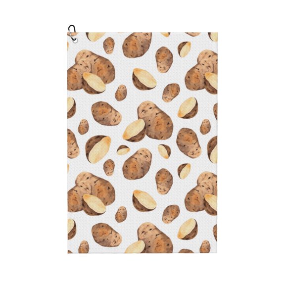 Golf Towels for Golf Bags For Men Women - potato pattern 24x16in Absorbent Quick Drying Golf Towel for Cleaning Golf Ball Club Golf Bag Accessories with Carabiner