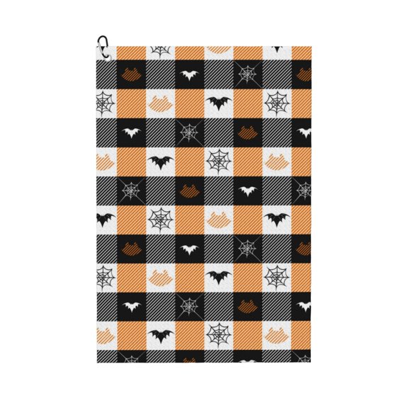 Golf Towels for Golf Bags For Men Women - spider web bat halloween 24x16in Absorbent Quick Drying Golf Towel for Cleaning Golf Ball Club Golf Bag Accessories with Carabiner