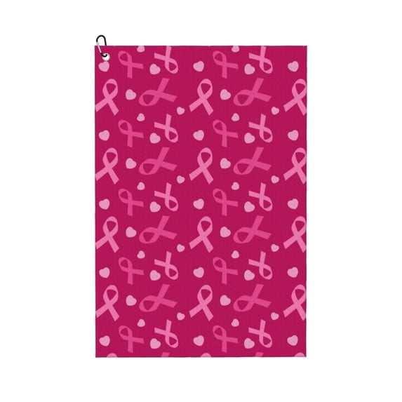 Golf Towels for Golf Bags For Men Women - Breast Cancer Awareness6 24x16in Absorbent Quick Drying Golf Towel for Cleaning Golf Ball Club Golf Bag Accessories with Carabiner