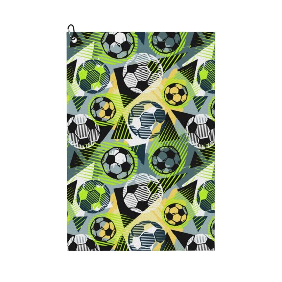 Golf Towels for Golf Bags For Men Women - Football Doodle 24x16in Absorbent Quick Drying Golf Towel for Cleaning Golf Ball Club Golf Bag Accessories with Carabiner