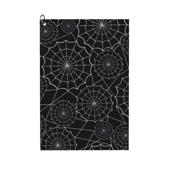 Golf Towels for Golf Bags For Men Women - Spider Web Black 24x16in Absorbent Quick Drying Golf Towel for Cleaning Golf Ball Club Golf Bag Accessories with Carabiner