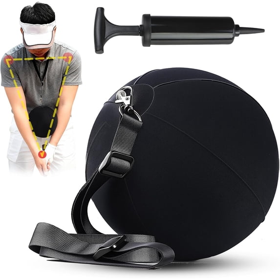 Golf Training Aid, Smart Ball for Golf Swing Trainer, Golf Training Ball Between Arms - Connector & Hanger Golf Practice Equipment, Inflatable Golf Swing Ball - Posture Correction for Beginners