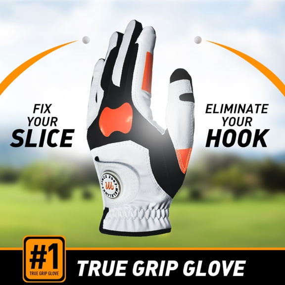 Golf Training Glove with True Grip Alignment Indicator, Non-Slip Breathable Golf Gloves, Fix Slice & Eliminate Hook, Microfiber Golf Swing Correction Glove for Men Women Left -XL