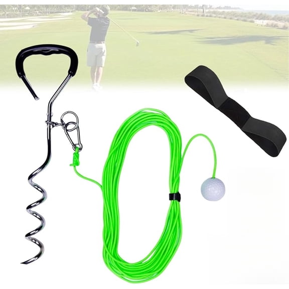 Golf Training Tool for Drivers & Irons, Golf Swing Trainer with a Real Golfball on a Tether for Backyard Practice Warm-Up, Useful Accessories for Increased Power and Accuracy, Experience Ball Flight