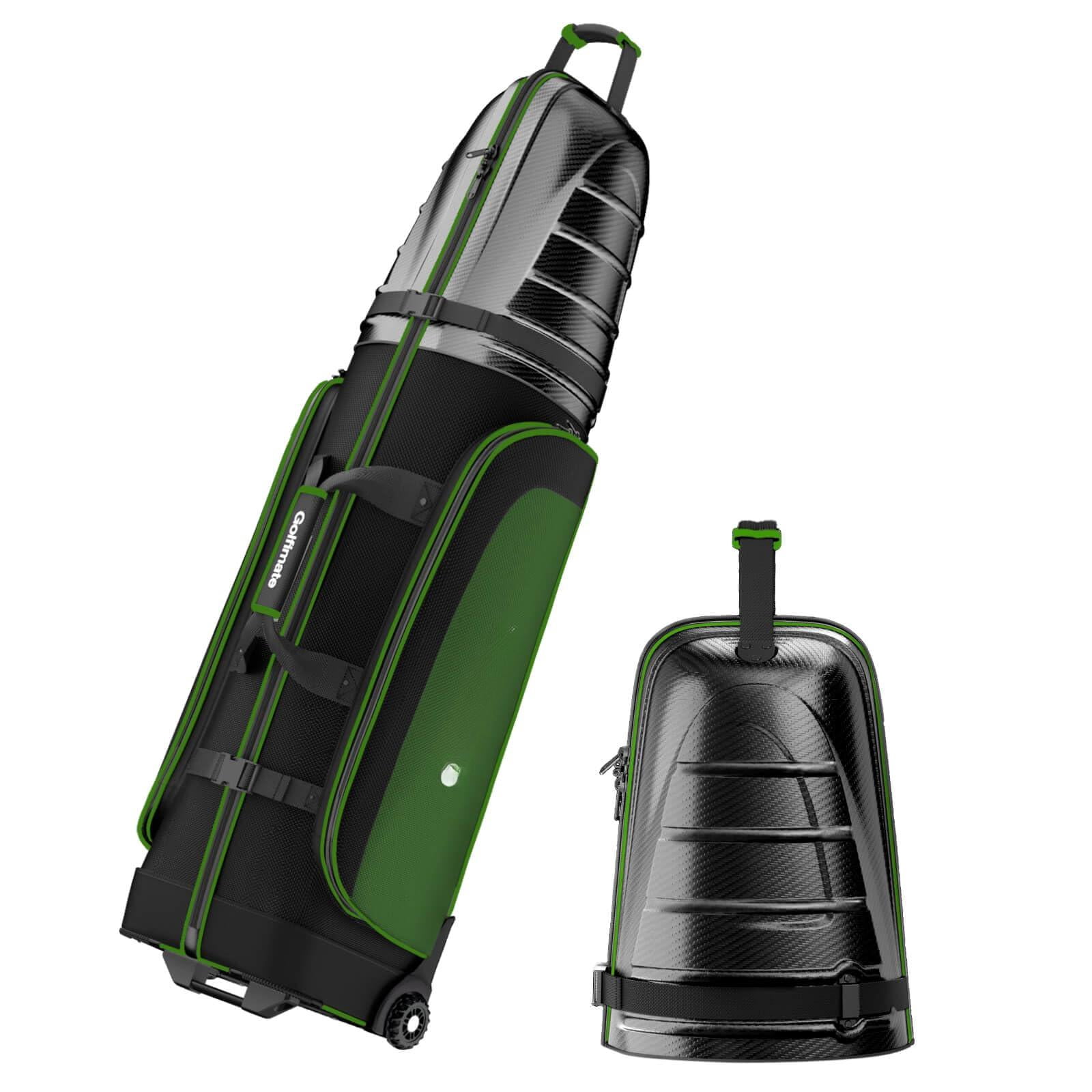 Golf Travel Bag For Airlines With Carbon Fiber Hard Top  Protective Club Traveling Cover Wheel Carrier Case Airplanes Thick Padding Durable Zippers And 2 Sided Spacious Pockets