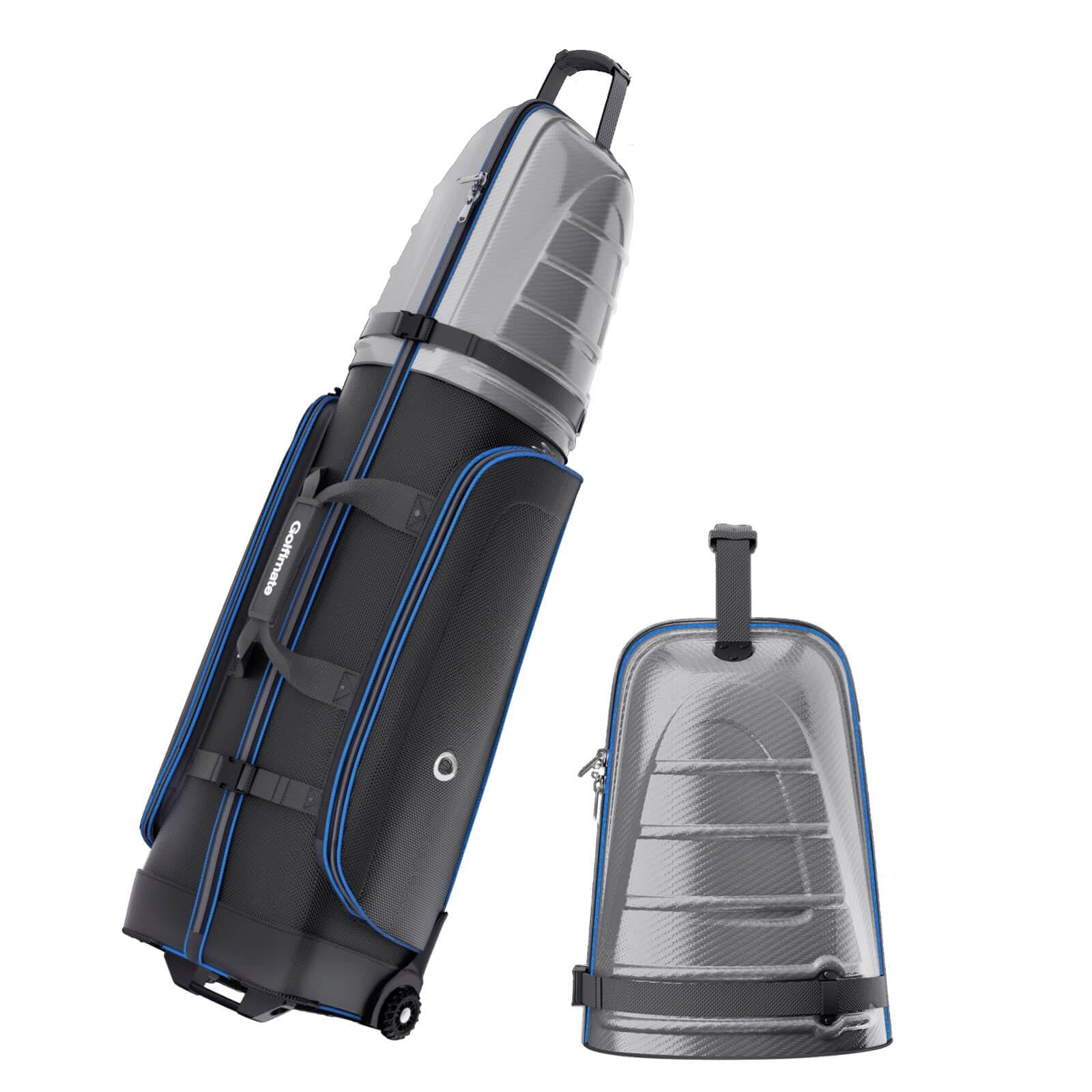 Golf Travel Bag For Airlines With Carbon Fiber Hard Top  Protective Club Traveling Cover Wheel Carrier Case Airplanes Thick Padding Durable Zippers And 2 Sided Spacious Pockets
