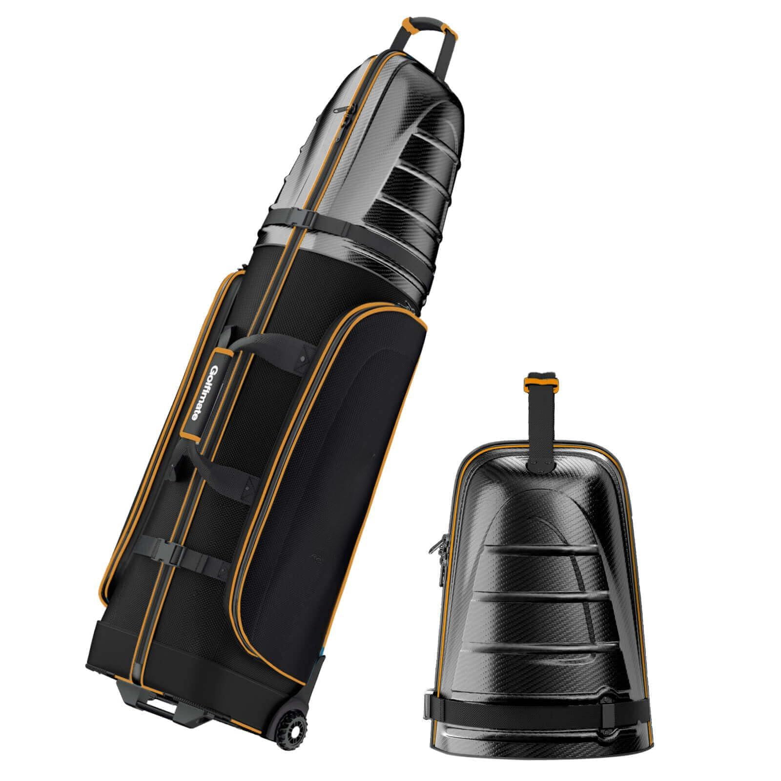 Golf Travel Bag For Airlines With Carbon Fiber Hard Top  Protective Club Traveling Cover Wheel Carrier Case Airplanes Thick Padding Durable Zippers And 2 Sided Spacious Pockets