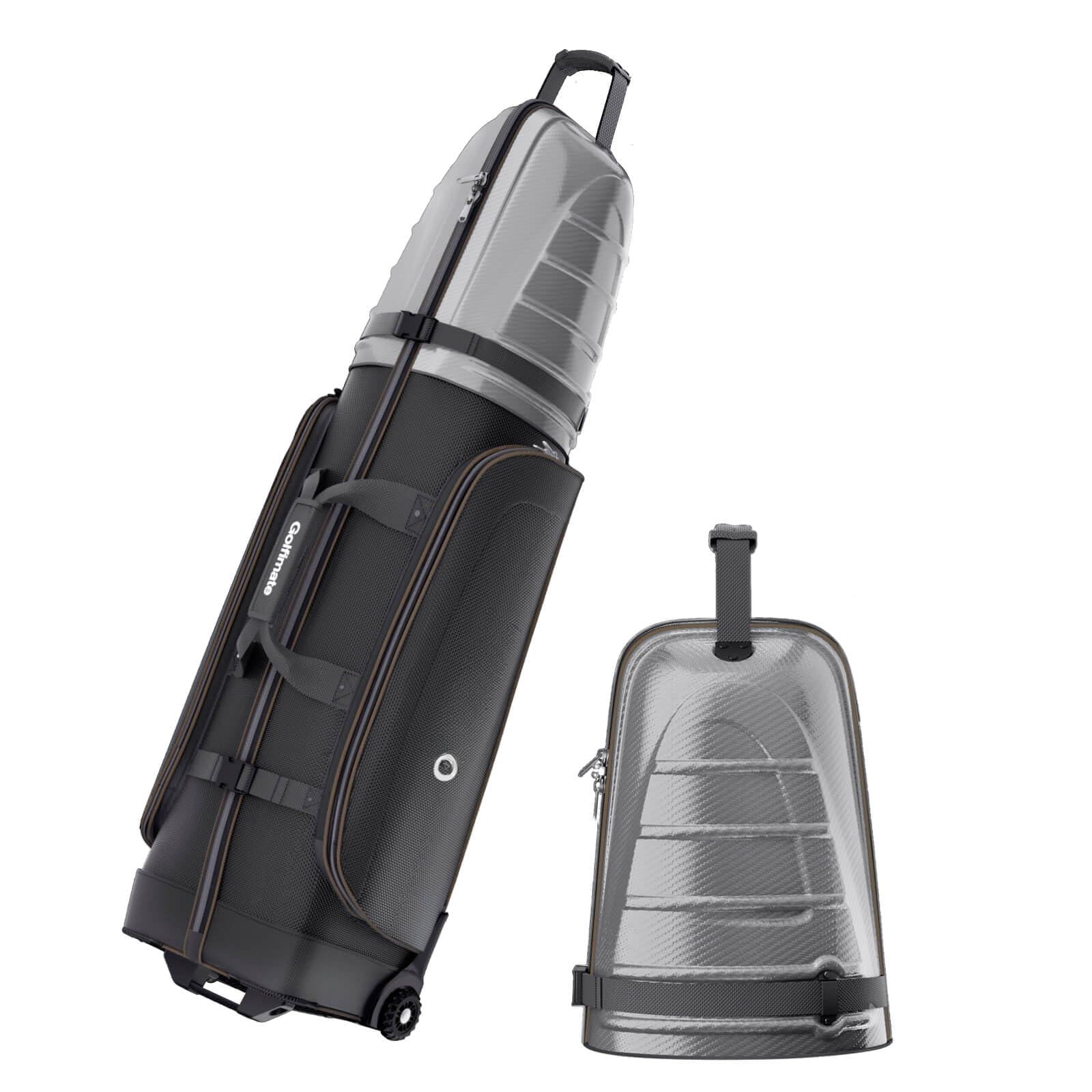 Golf Travel Bag For Airlines With Carbon Fiber Hard Top  Protective Club Traveling Cover Wheel Carrier Case Airplanes Thick Padding Durable Zippers And 2 Sided Spacious Pockets