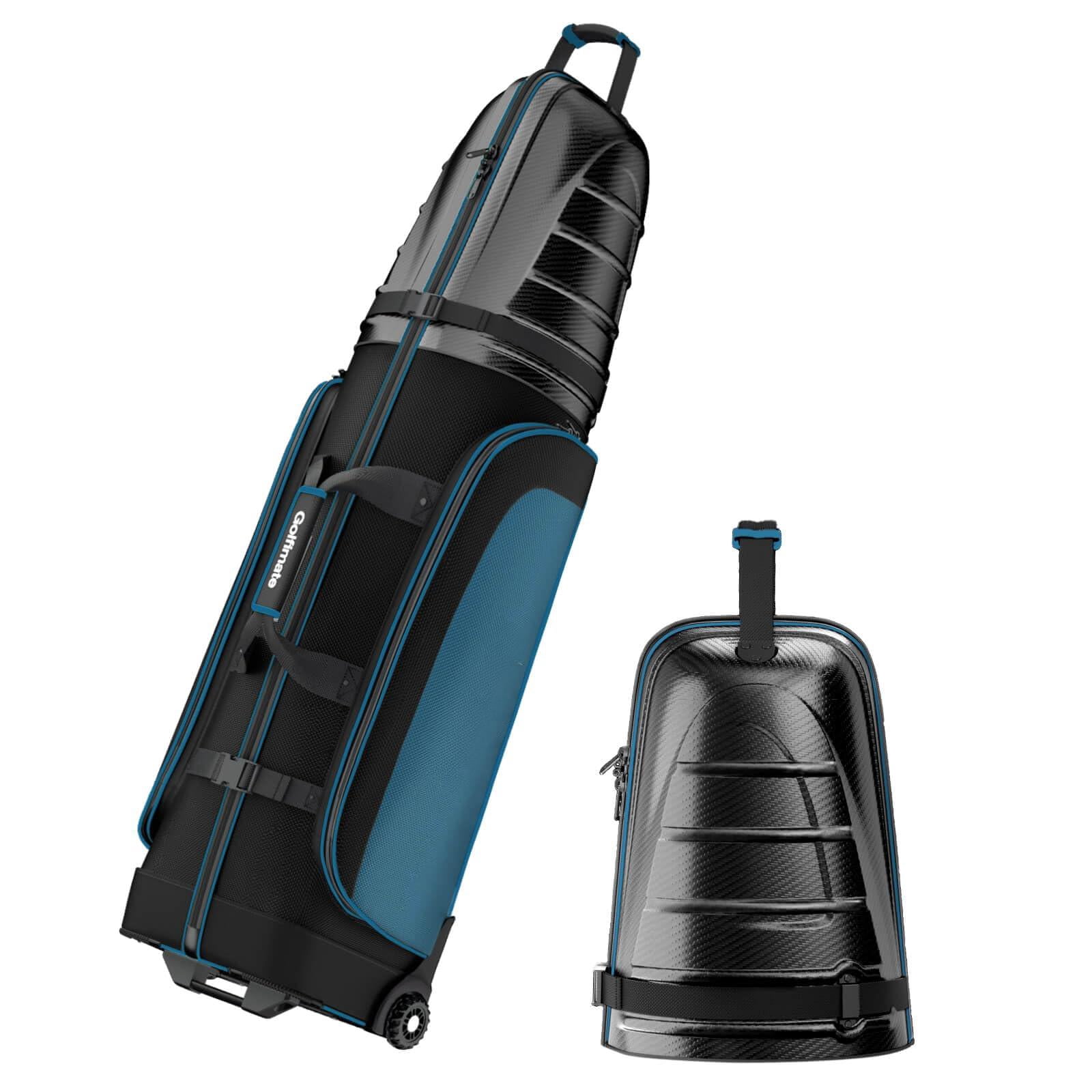 Golf Travel Bag For Airlines With Carbon Fiber Hard Top  Protective Club Traveling Cover Wheel Carrier Case Airplanes Thick Padding Durable Zippers And 2 Sided Spacious Pockets