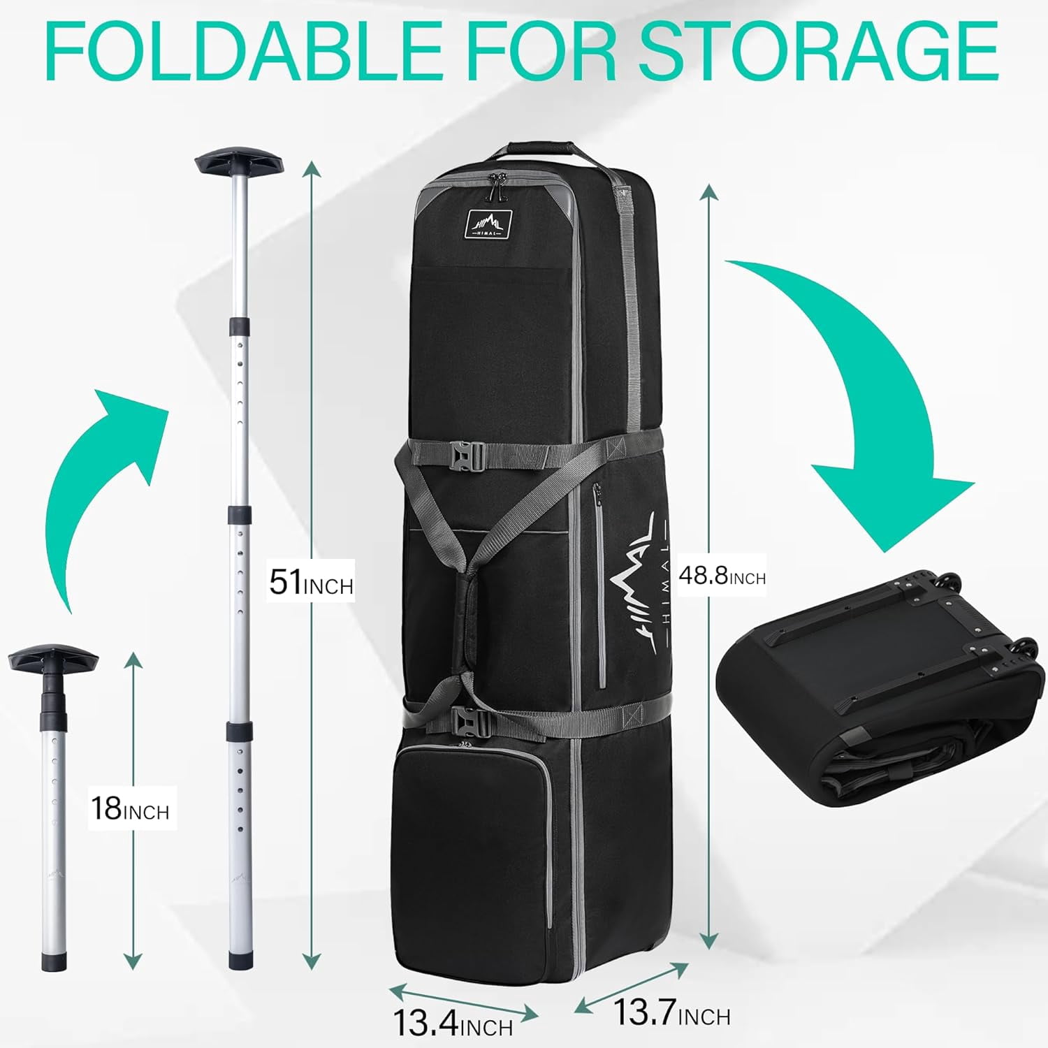 Golf Travel Bag with Adjustable Support Rod, 900D Heavy Duty Oxford Fabric Case for Airlines with Wheels