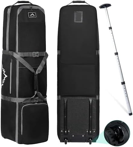 Golf Travel Bag with Adjustable Support Rod, 900D Heavy Duty Oxford Fabric Golf Travel Case for Airlines with Wheels