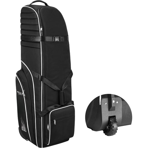 Golf Travel Bag with Wheels, Golf Travel Case for Airlines, 900D Oxford -Black
