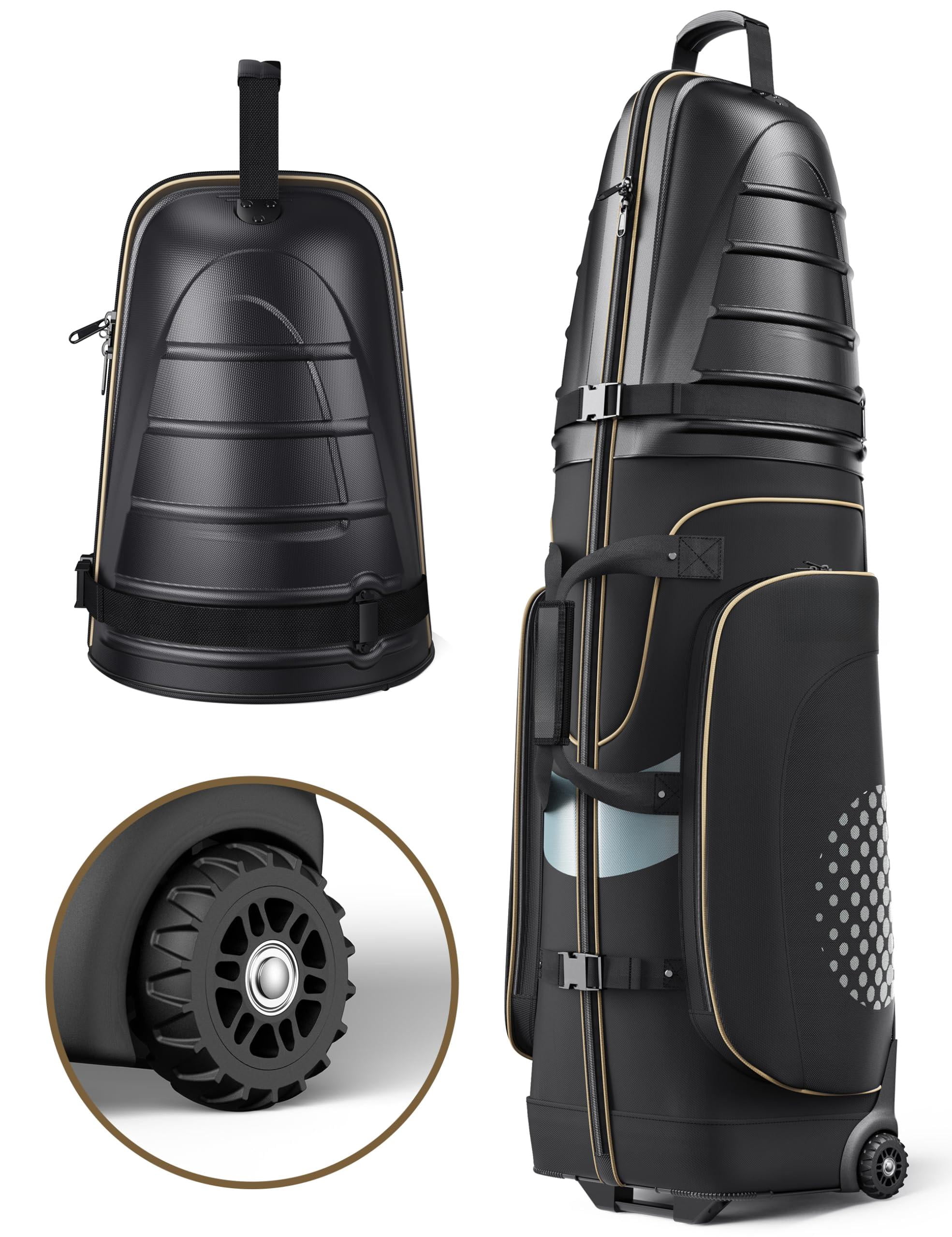 Golf Travel Bags For Airlines With Wheels  Hard Case Top And 1680d Heavy Duty Oxford Protect Clubs Lightweight Easy To Maneuver