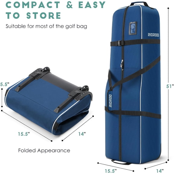 Golf Travel Bags for Airlines with Wheels, Soft-Sided 900D Oxford Cover, Padded Club Protection, Universal Fit Golf Gifts for Men and Women